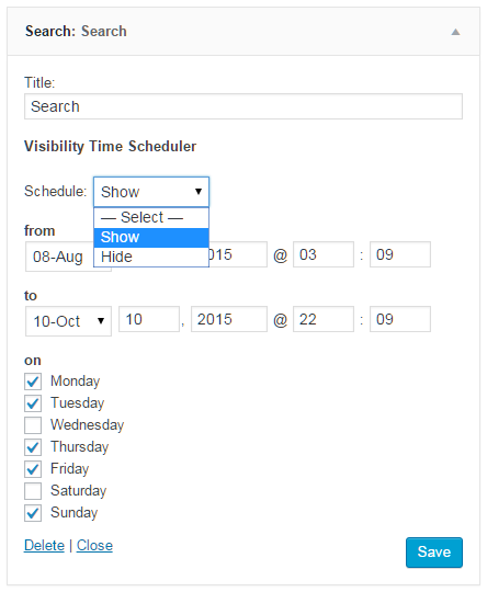 Widget Visibility Time Scheduler