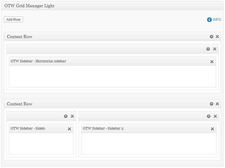 Use OTW Grid Manager Light to create your custom page layout and insert the sidebars. Easy in no time!