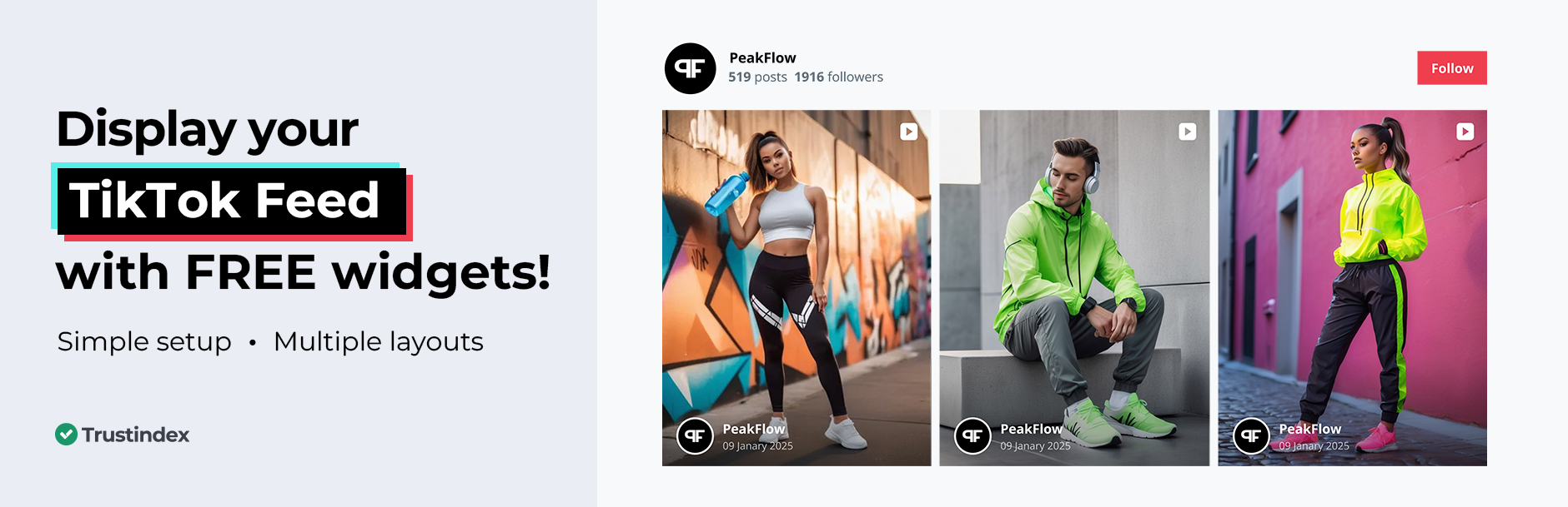 WordPress 外掛 Widgets for Tiktok Feed 的封面圖片。