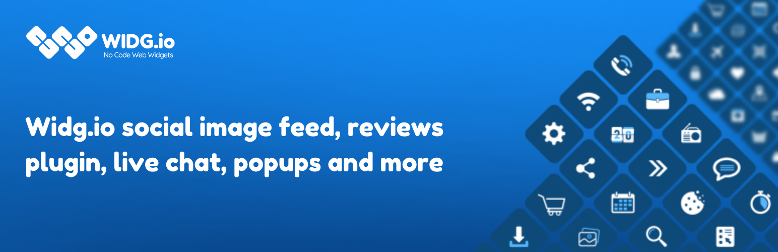 Widg.io social image feed, reviews, live chat, popups and more