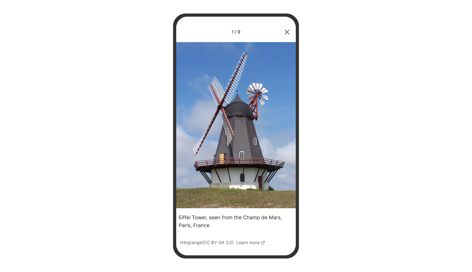 Browse through full-screen images in Wikipedia Preview on mobile devices