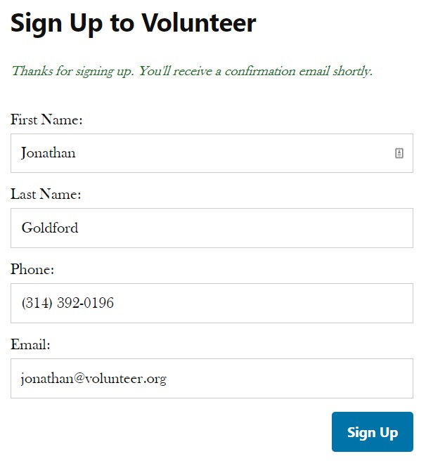 Make Signing Up to Volunteer Simple