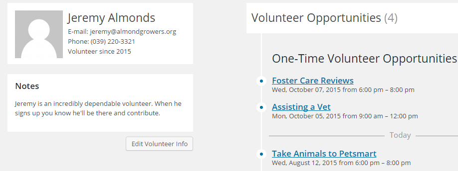 View Volunteer Profiles