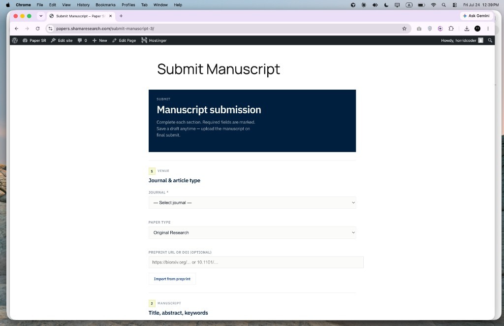 Author submission portal
