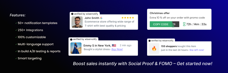 WiserNotify – Social Proof & FOMO Notifications, WooCommerce Sales Popups, Reviews & Announcement Bar