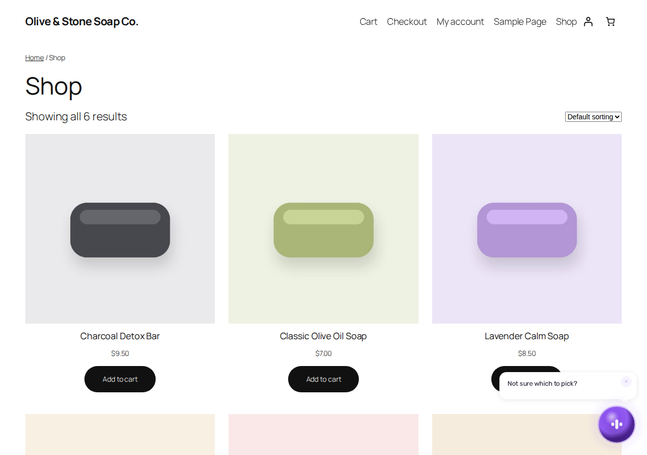 Voice widget on a WooCommerce store