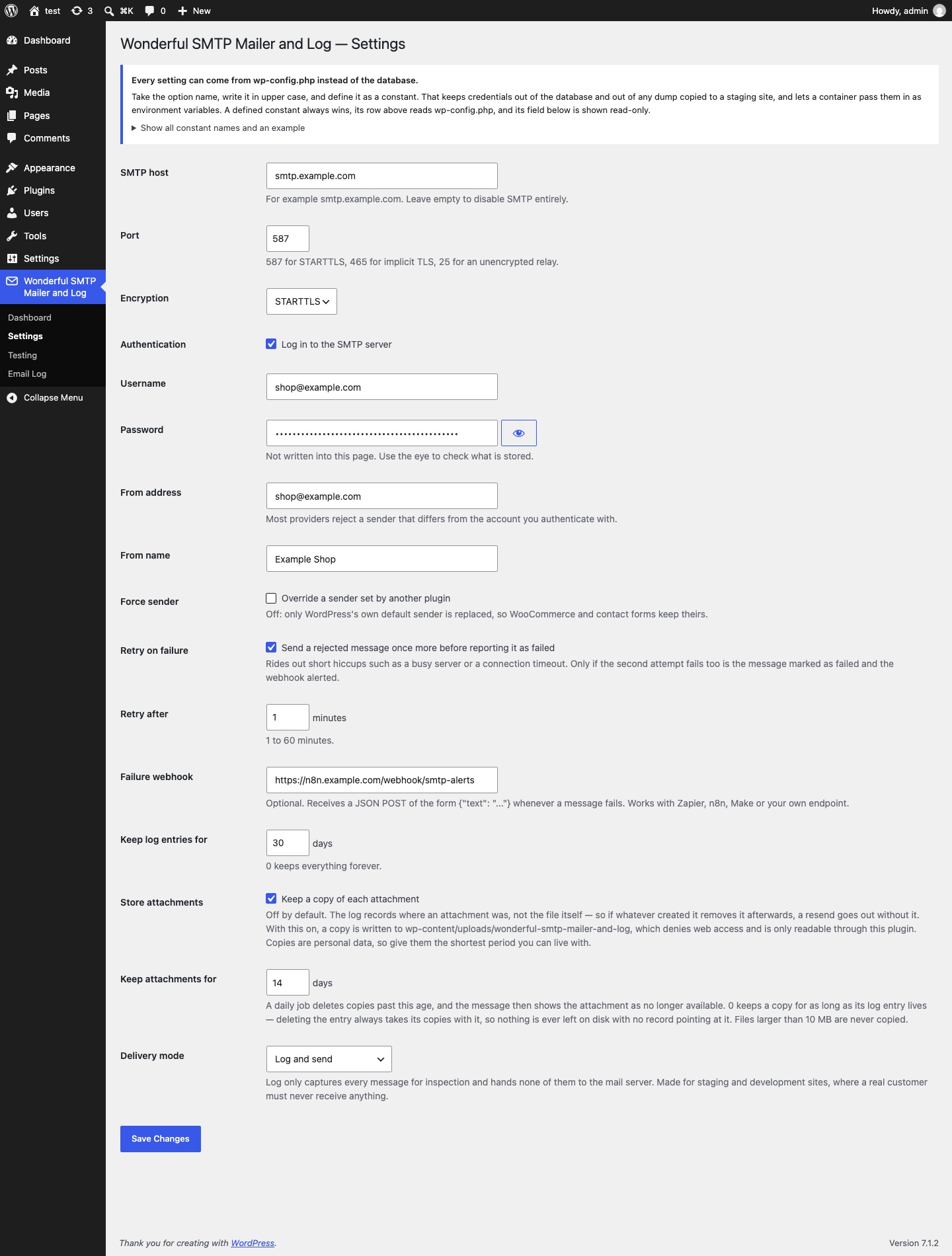 Wonderful SMTP Mailer and Log