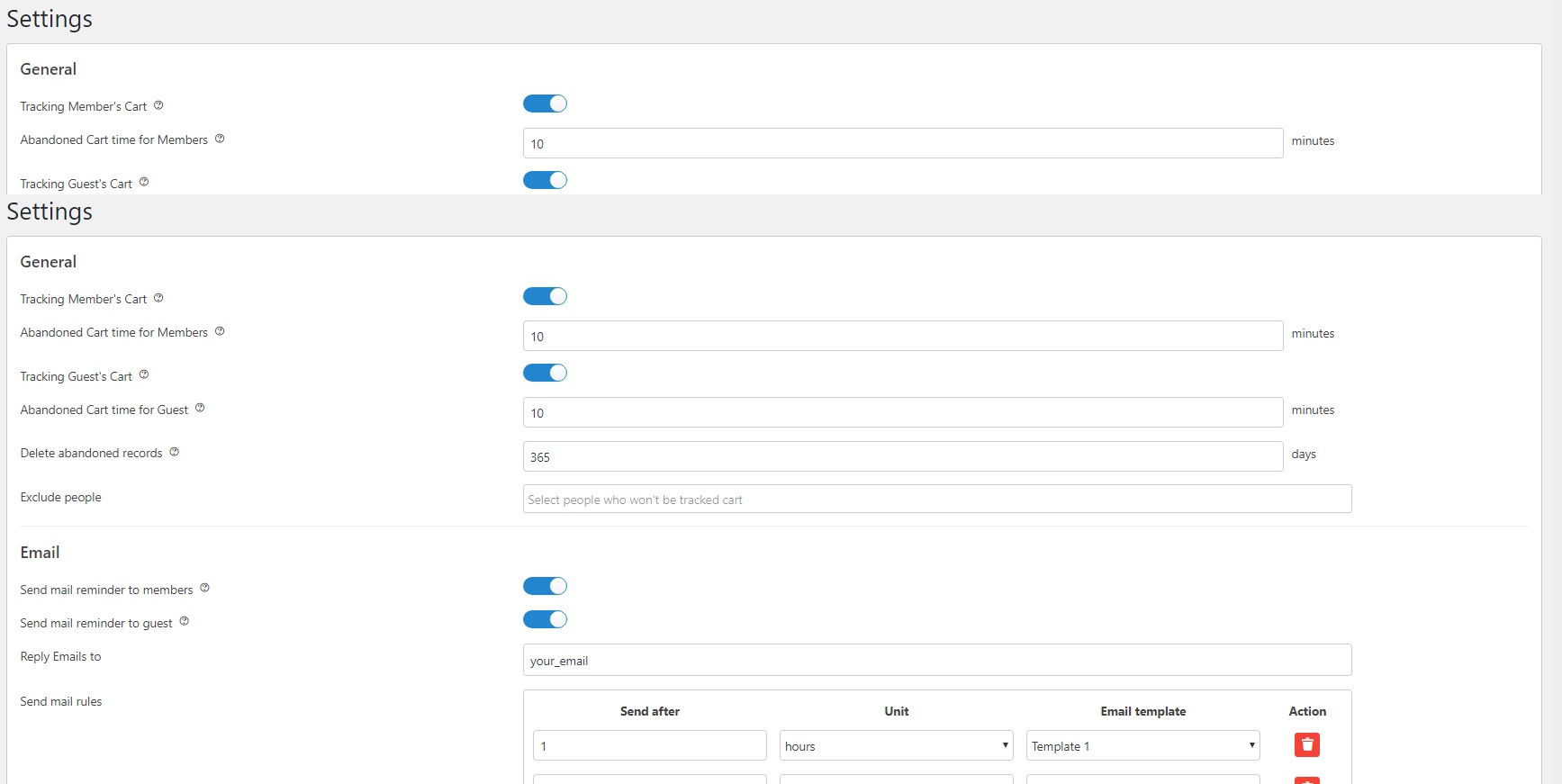 Plugin settings