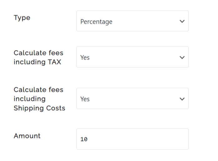 screenshot-14, Fees calculation based on tax and shipping.