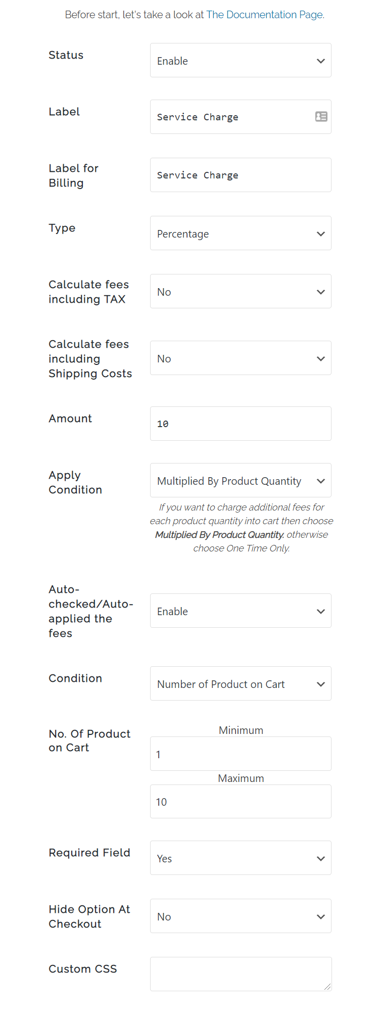 screenshot-2, SingleFees Settings 1