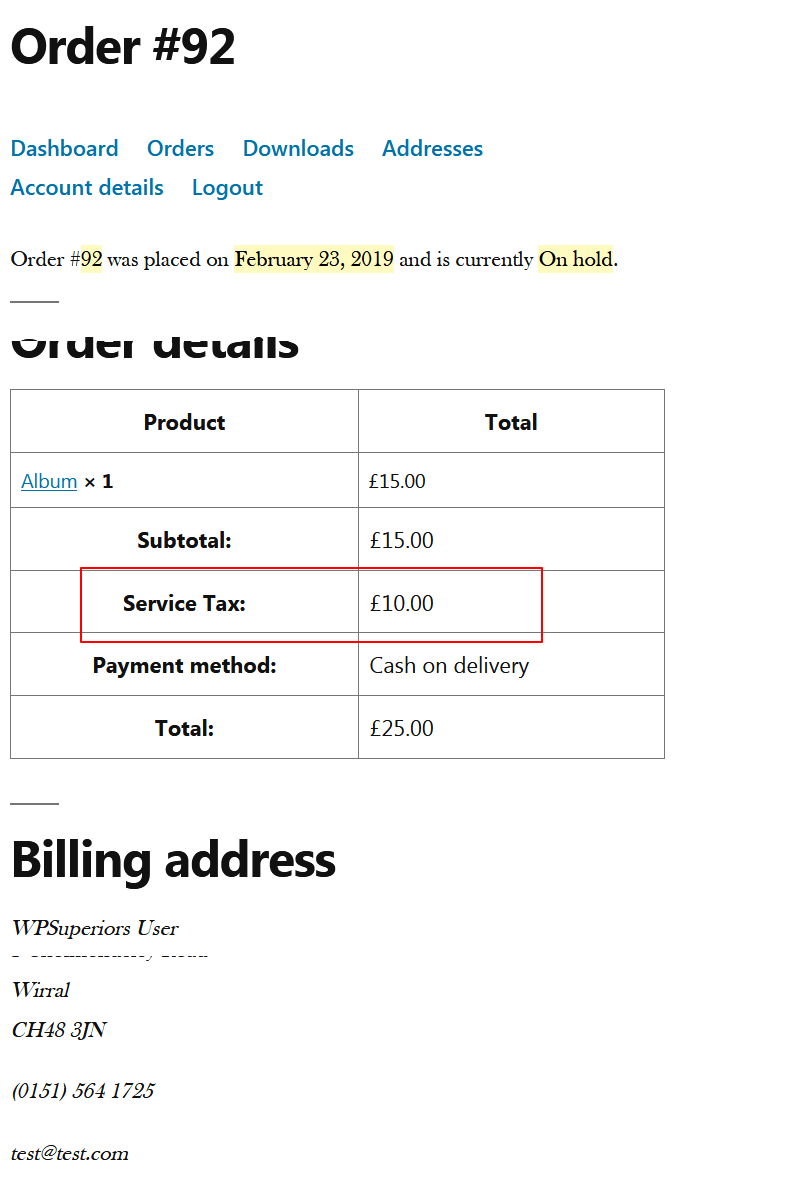 screenshot-6, SingleFess MyAccount OrderDetails