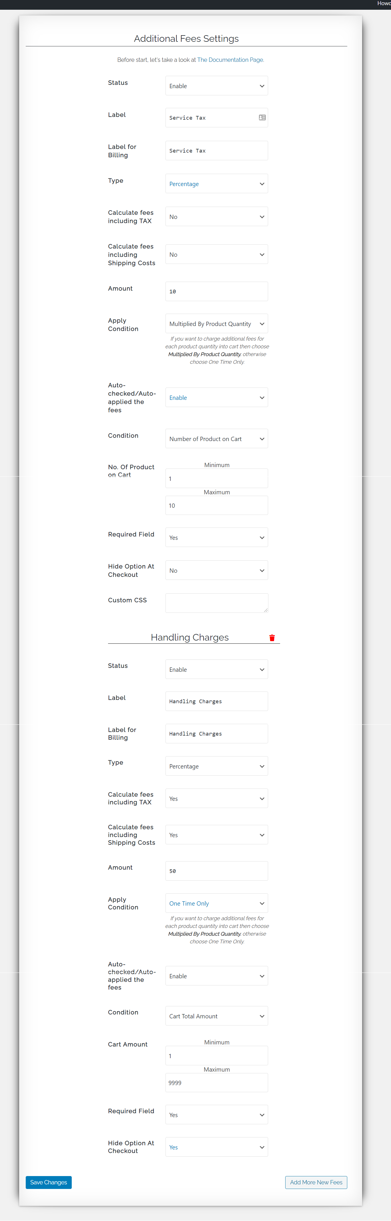 screenshot-7, MultipleFees Settings