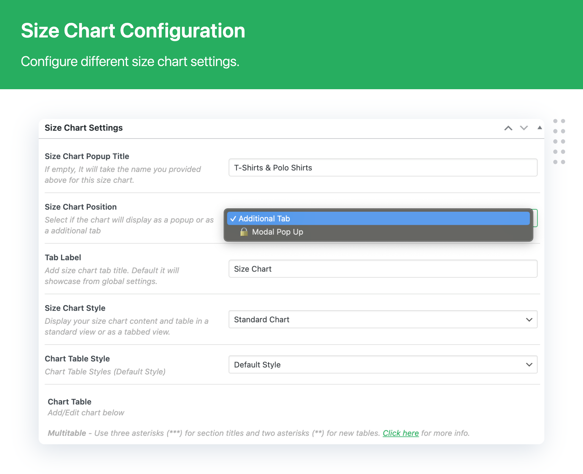 Product Size Charts Plugin for WooCommerce