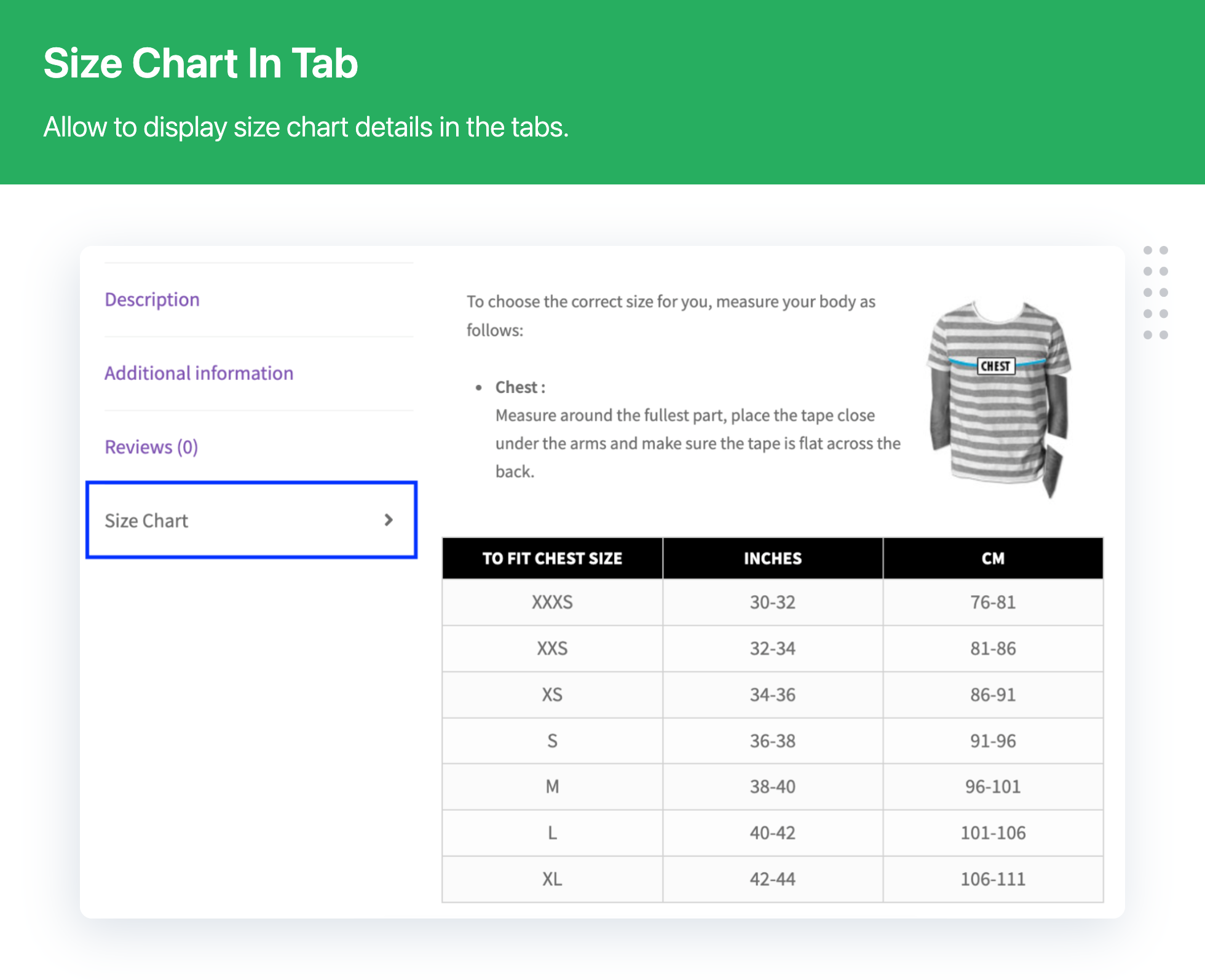 Product Size Charts Plugin for WooCommerce
