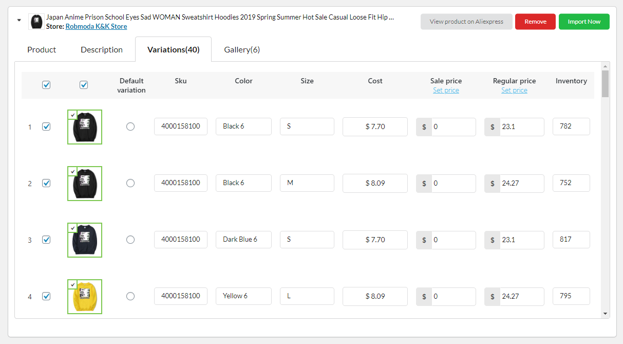 Modify product variations before importing to WooCommerce products