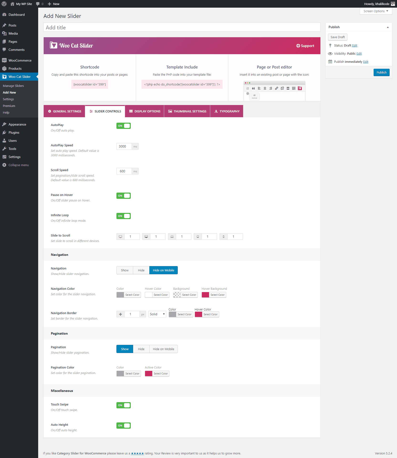 Slider Controls.