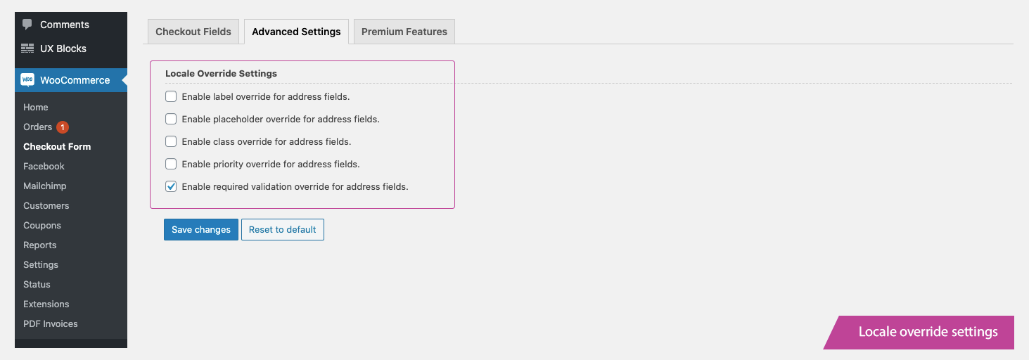 Locale override settings