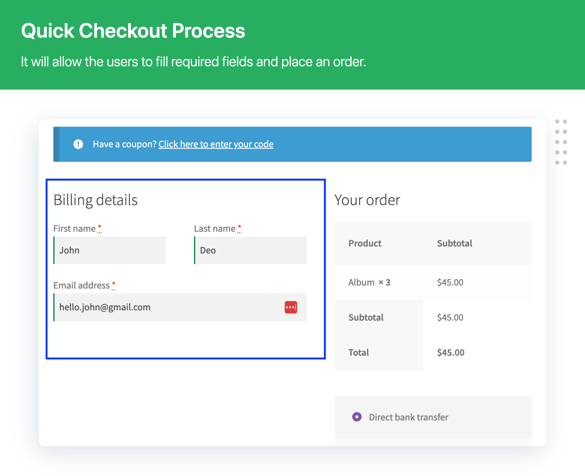 Digital Goods for WooCommerce Checkout