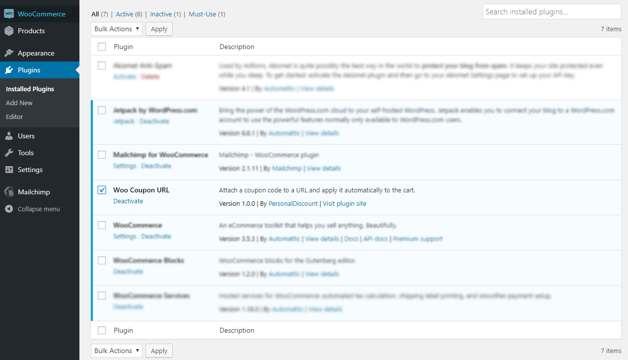 Woo Coupon URL on the plugins list.