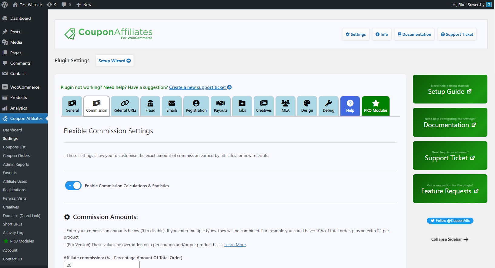 Example of plugin settings page in WordPress admin.