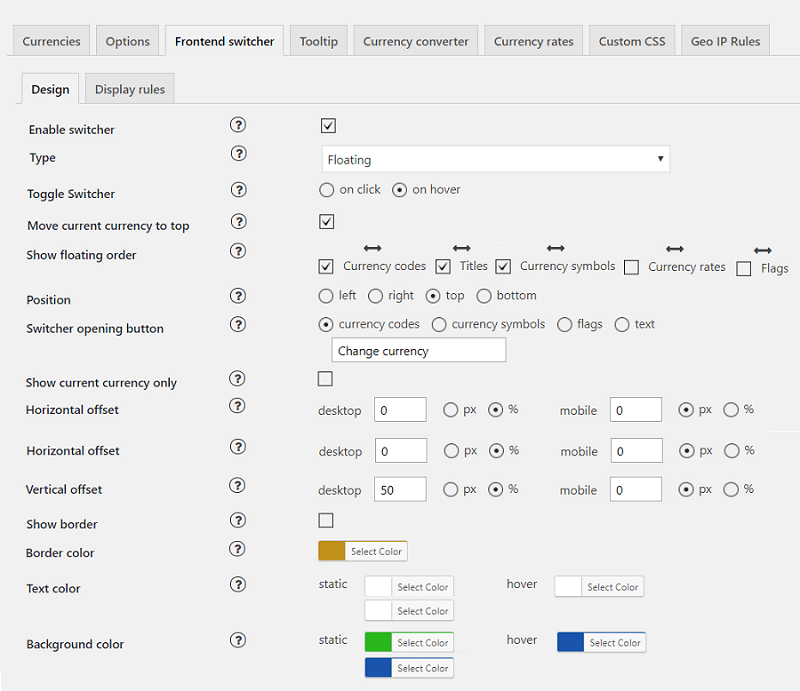 Admin panel. Frontend Switcher Design