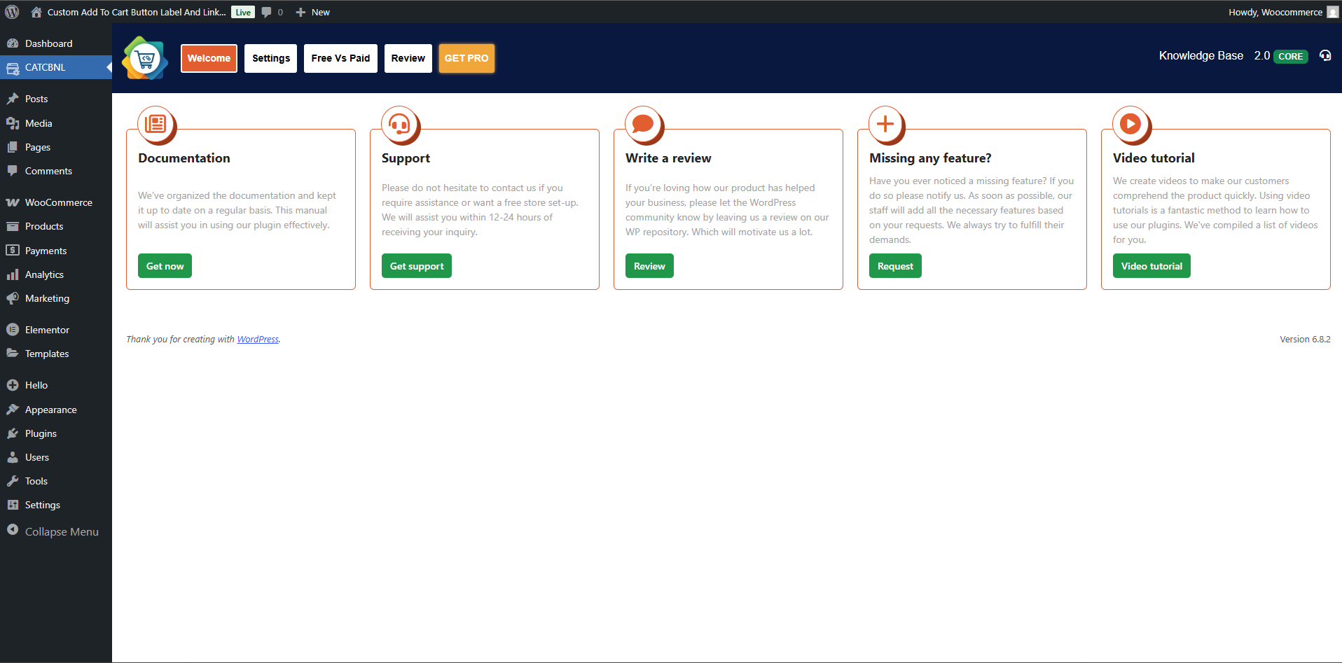 Welcome Tab under dashboard