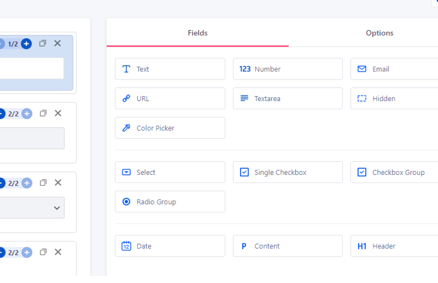 Available fields types