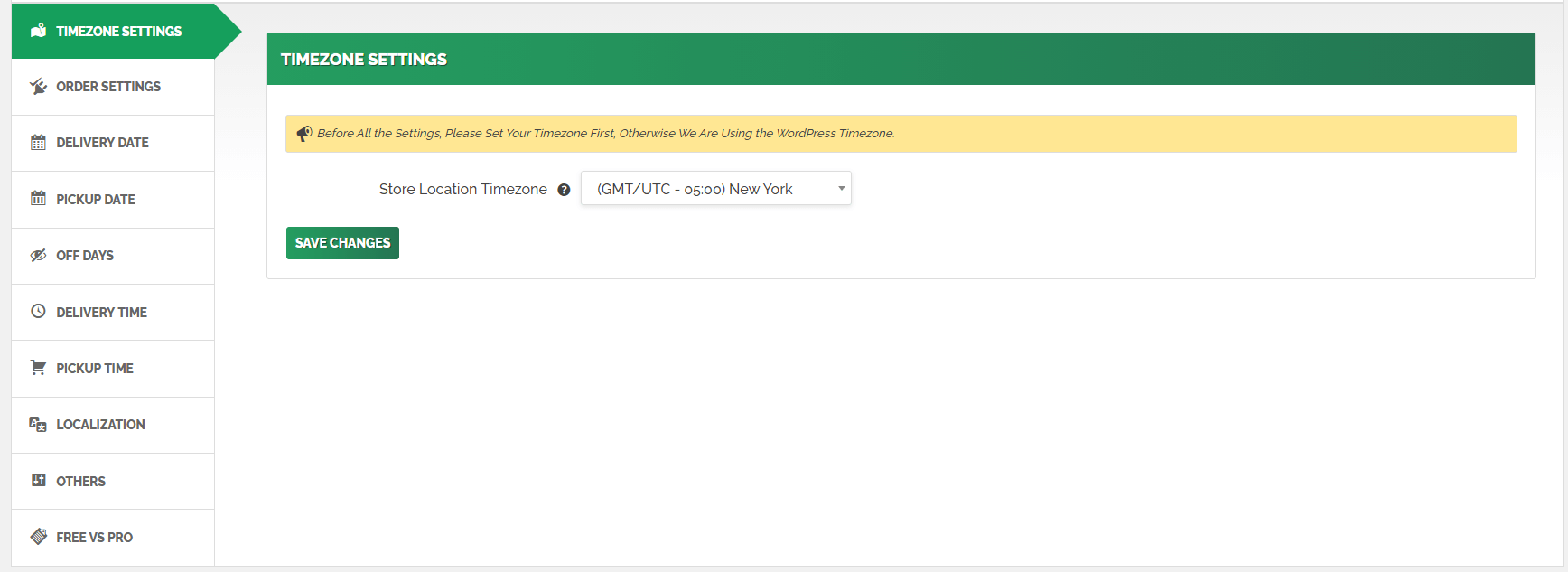 <p>Timezone Settings</p>