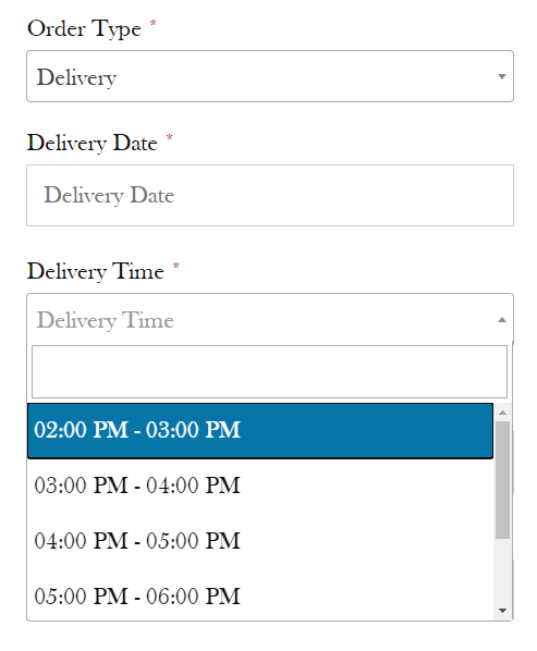 <p>Checkout Page Delivery Time Field View</p>