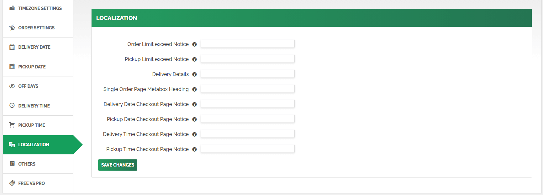 <p>Localization Settings</p>