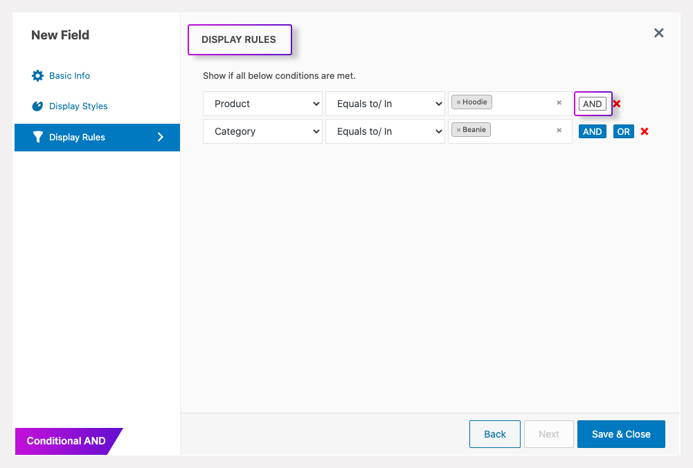 Set multiple conditions with AND operator.