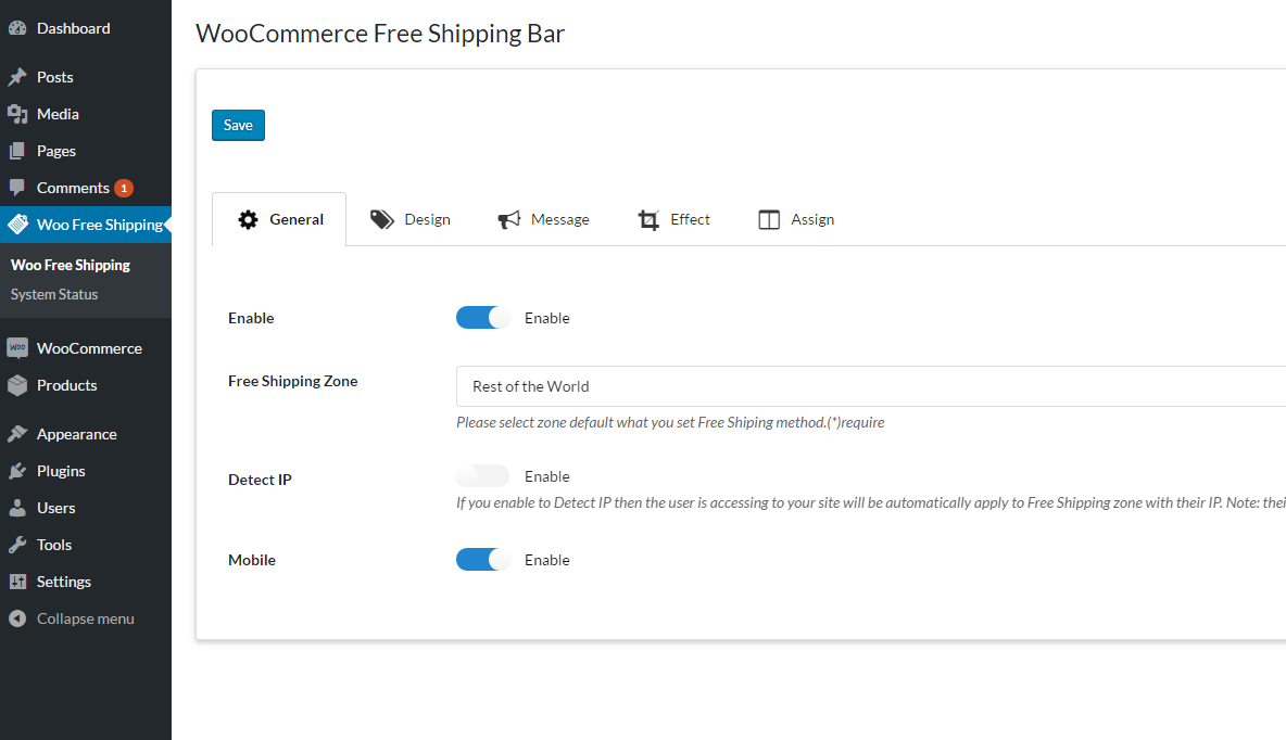 Free Shipping Bar for WooCommerce – WordPress plugin