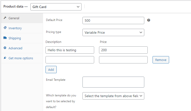 <strong>Variable  Price</strong> - In this setting, the customer can select the variable price option and add a description.