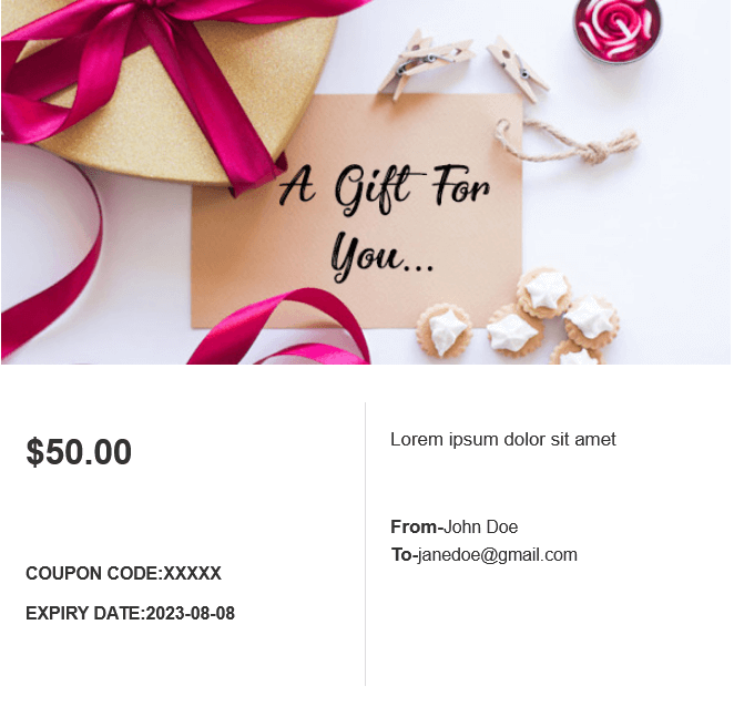 <strong>Gift Card for You</strong> - The gift card email template for any event.