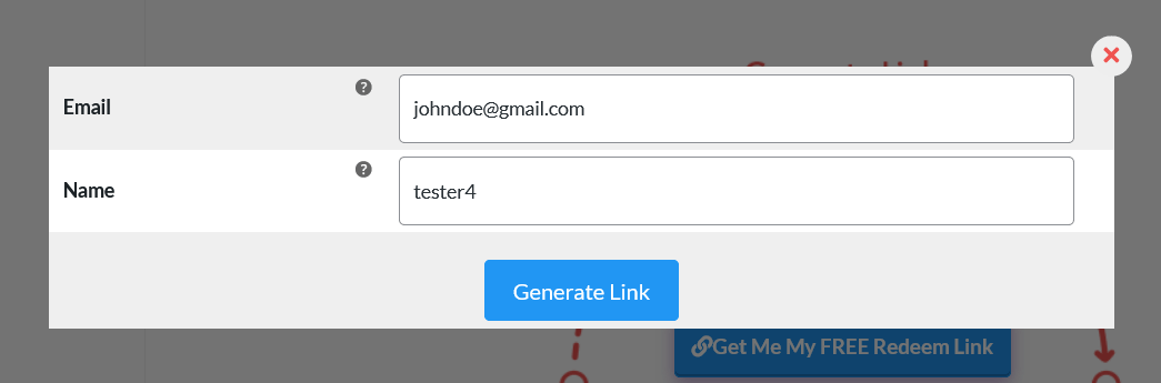 <strong>Generate Link</strong> - Enter your Email ID and name, and then click on the "Generate Link" tab.