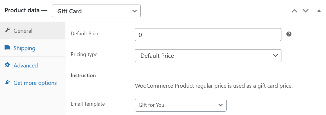 <strong>Default Price</strong> -  This setting defines the Gift Card Price by default and is not customizable by the customer.