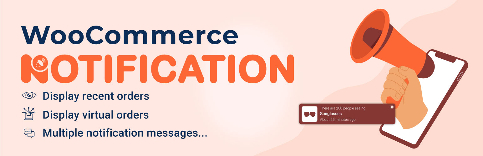 WordPress 外掛 Notification for WooCommerce | Boost Your Sales – Recent Sales Popup – Live Feed Sales – Upsells 的封面圖片。