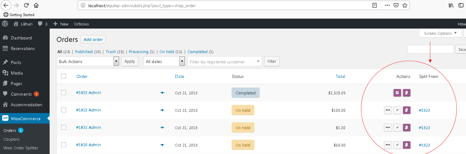 WooCommerce Orders List &gt; "Split From" column added [Premium Feature]