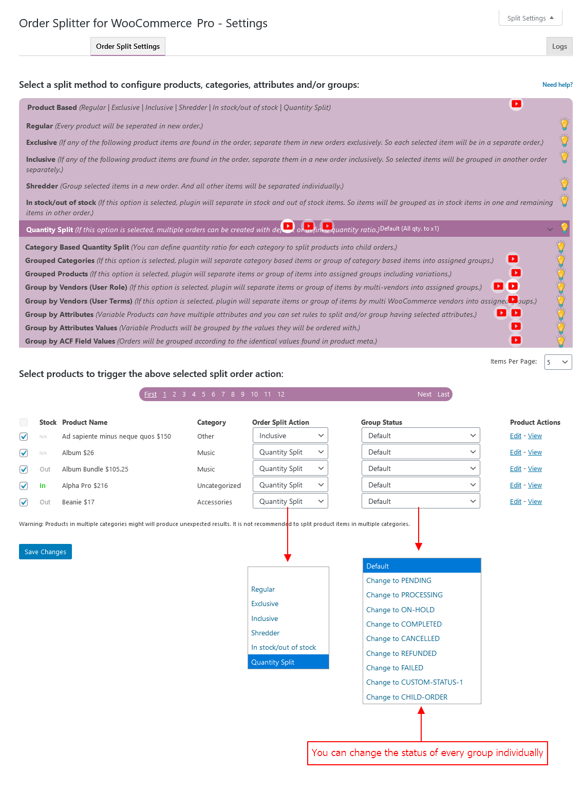 Settings page > 