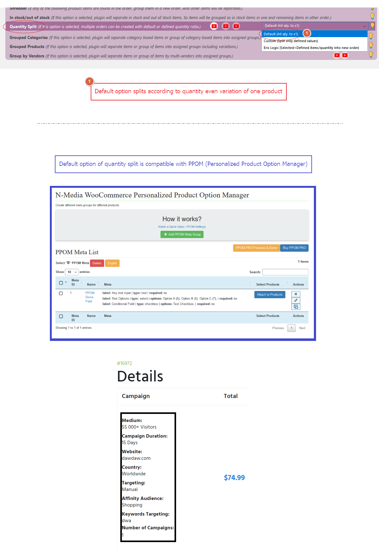 PPOM compatibility - Quantity Split Mode