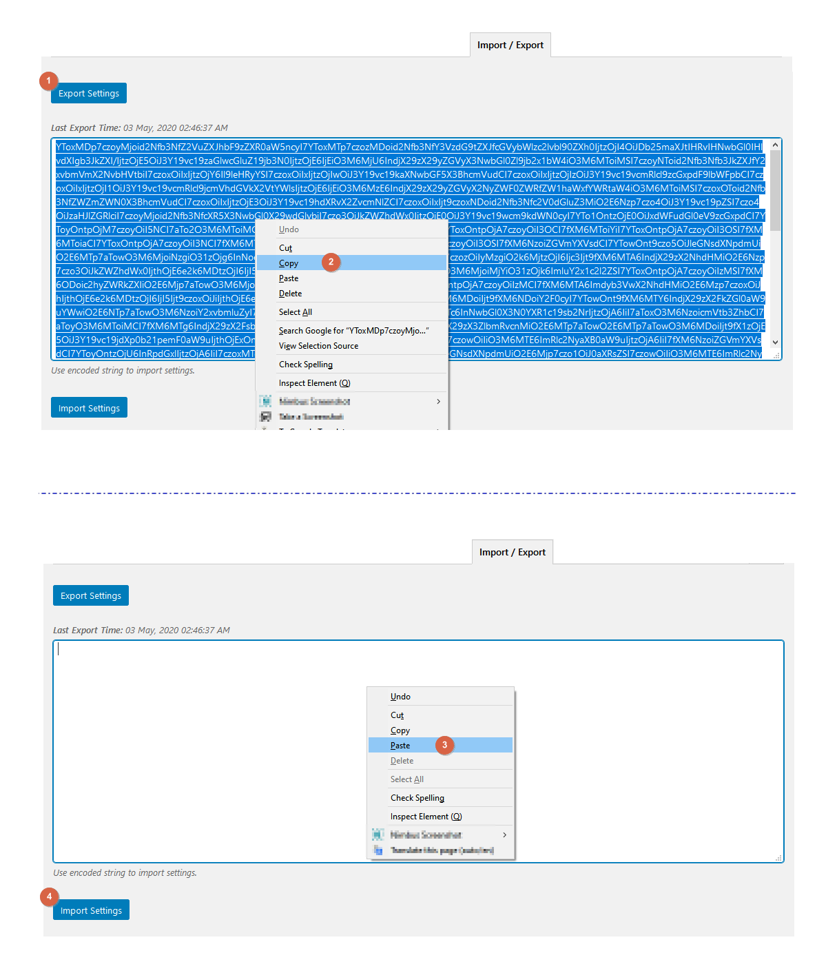 Import/Export Settings