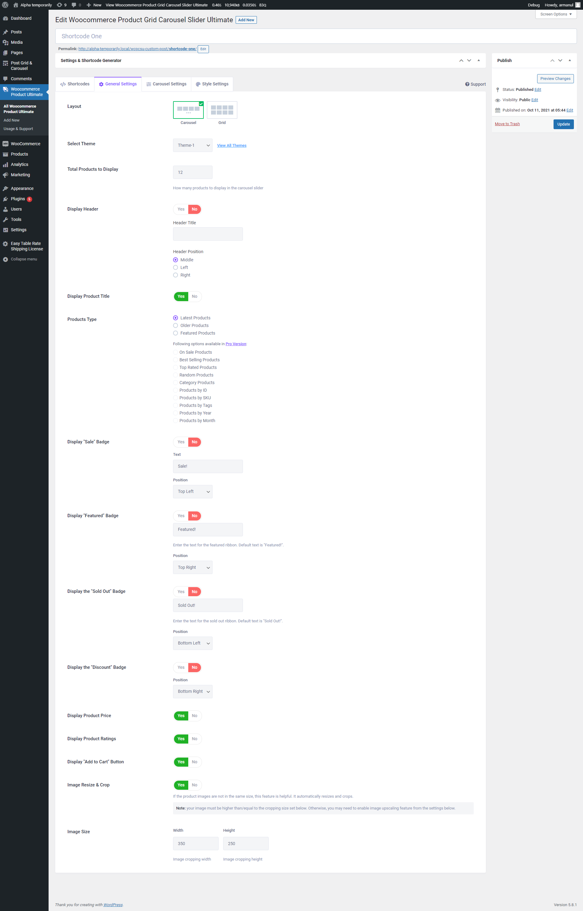 Backend: General Settings