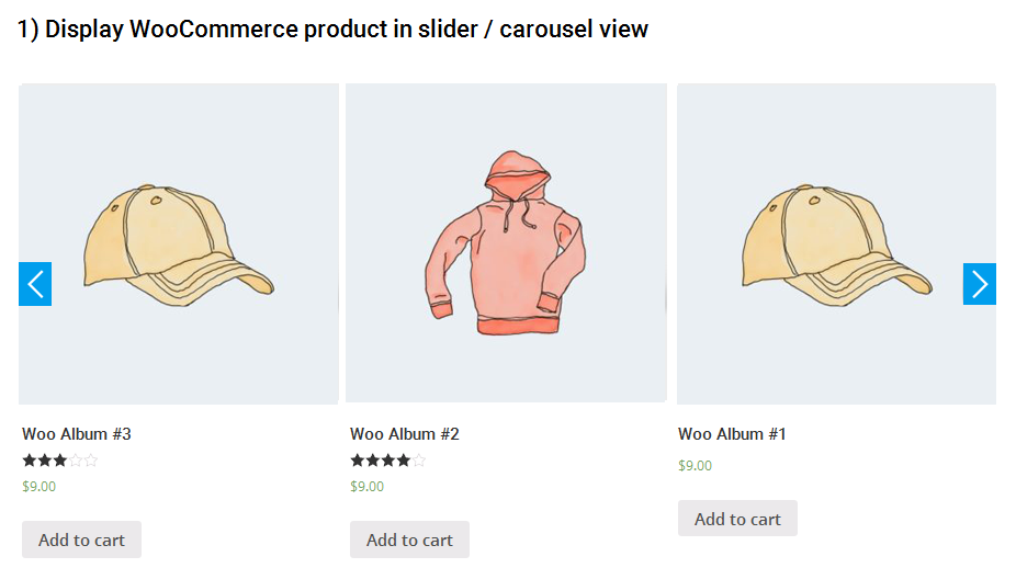 Display WooCommerce product in slider / carousel view