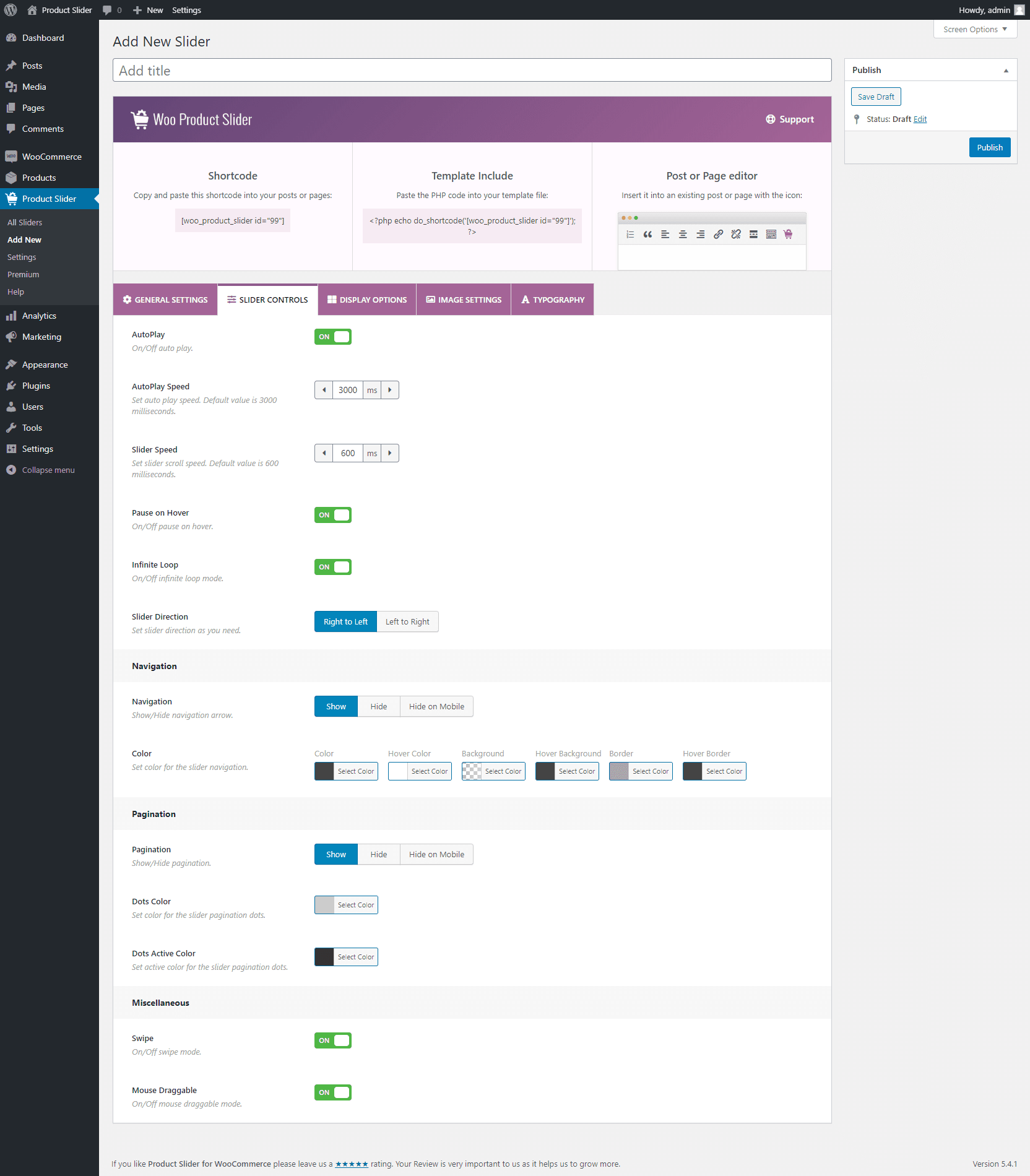 Slider Controls