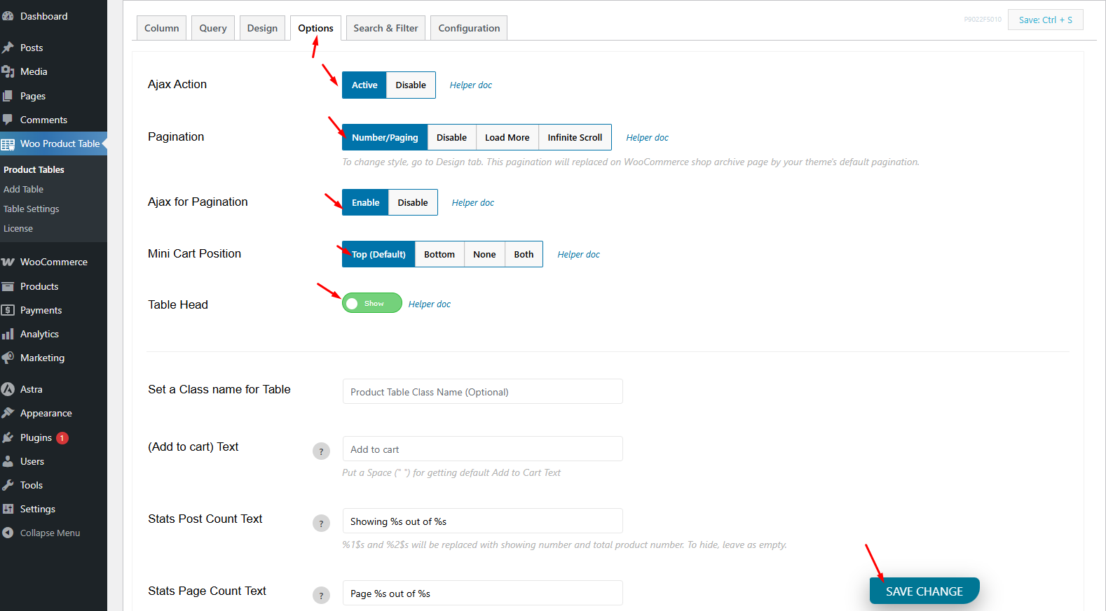 WooCommerce Product Table with pagination