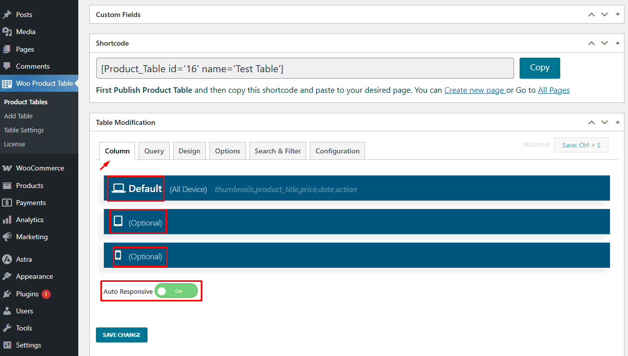 Drag-n-drop ordering system for column's inners items