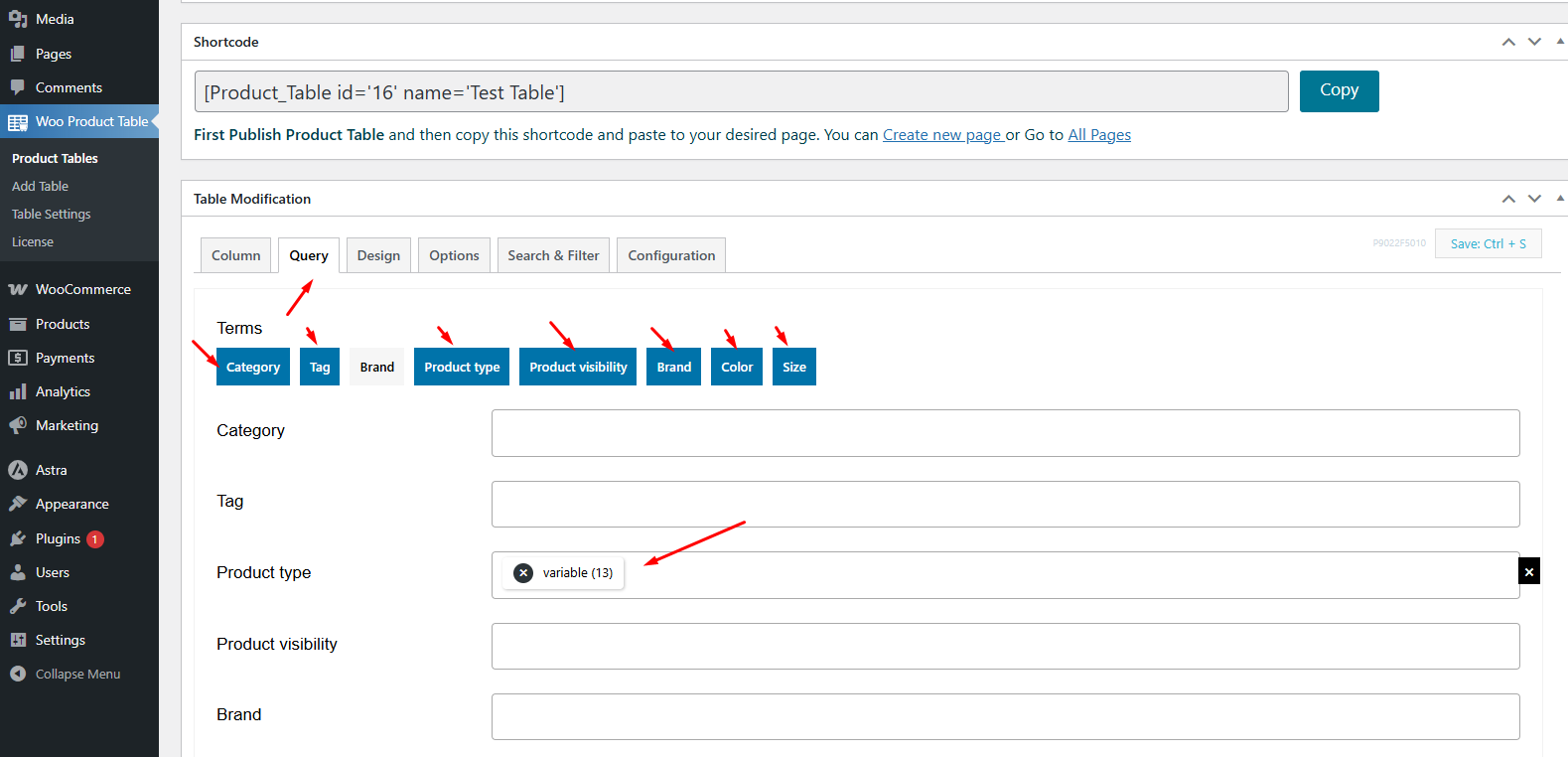 WooCommerce Product Table with inner column items