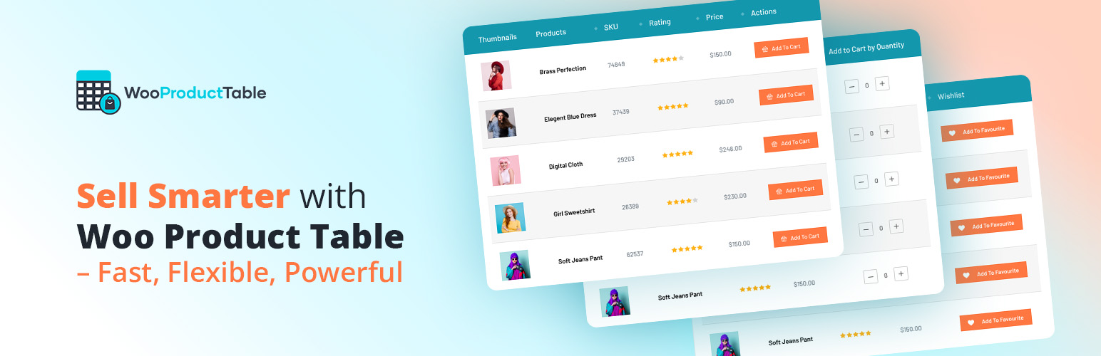 WordPress 外掛 Product Table for WooCommerce by CodeAstrology (wooproducttable.com) 的封面圖片。
