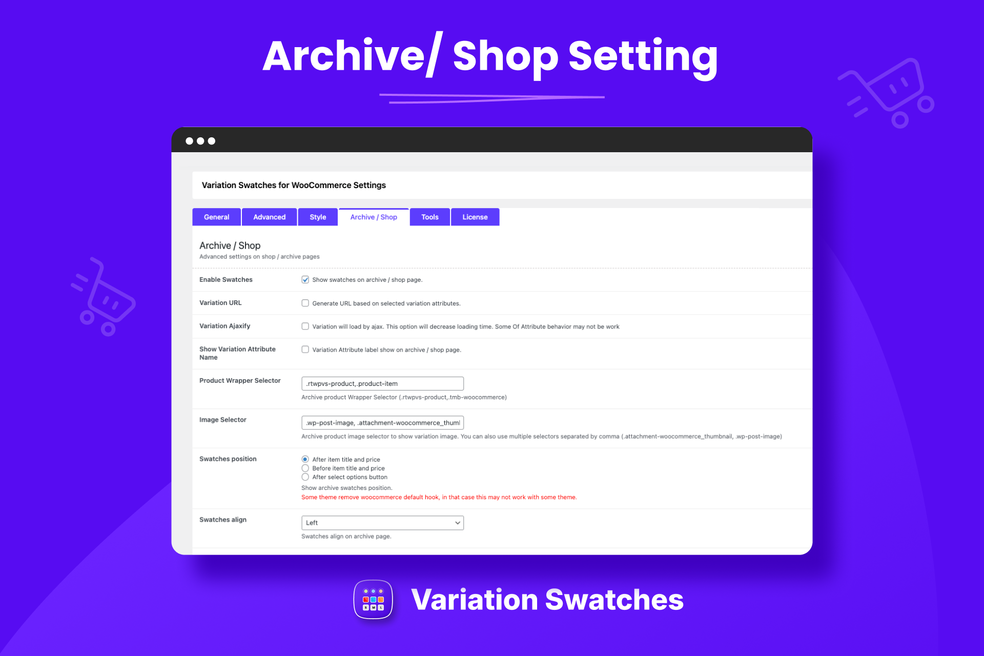 Archive/Shop Settings