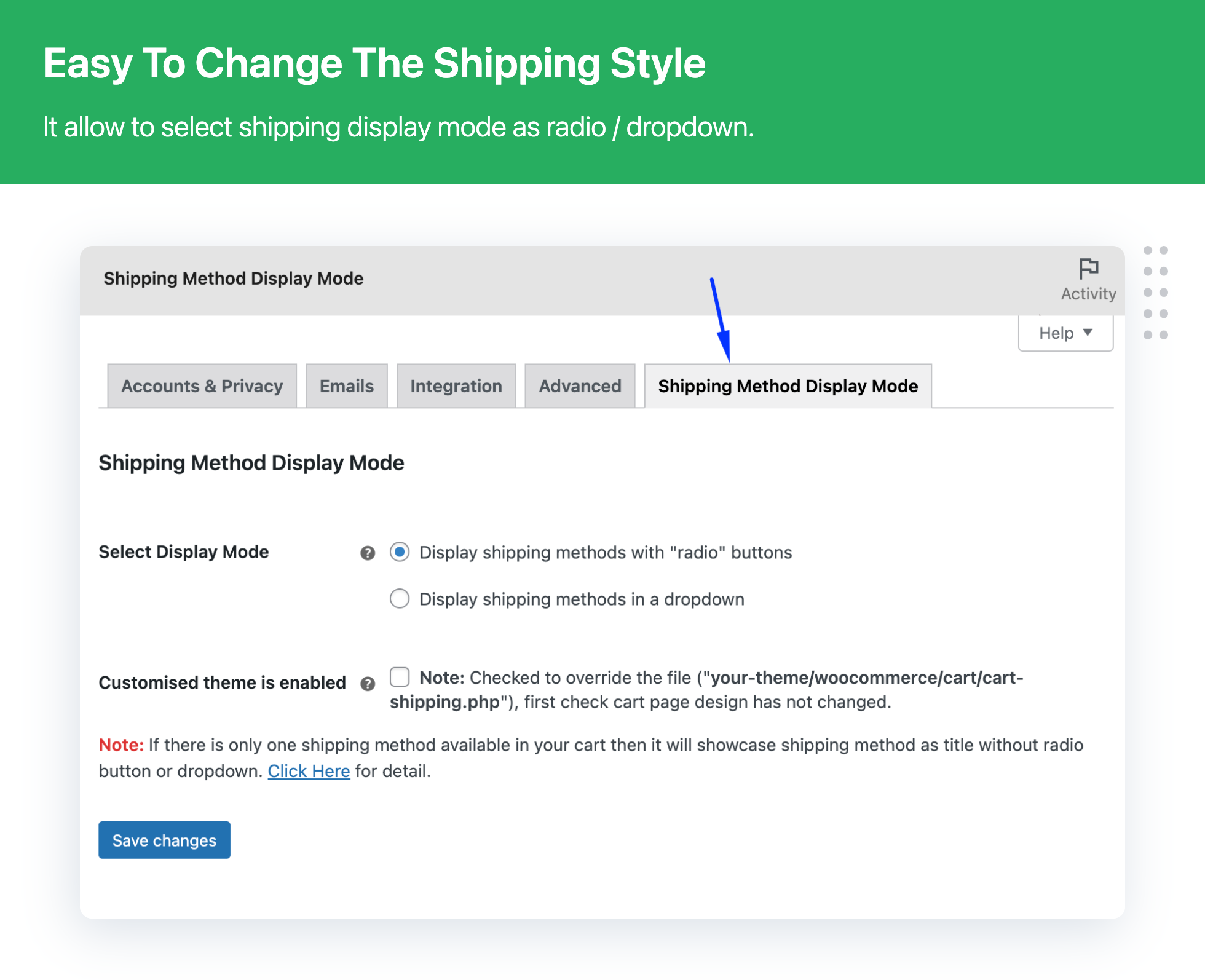 Shipping Method Display Style for WooCommerce